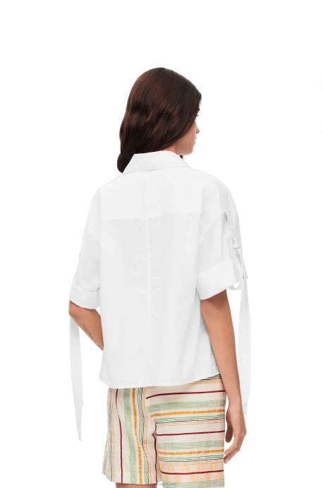 Loewe mujer camisa corta de trabajo de algodón LP64877 blanco