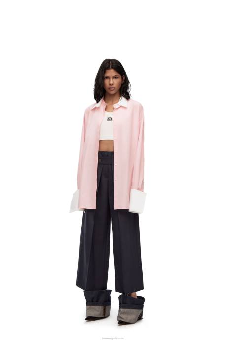 Loewe mujer camisa deconstruida de algodón LP64915 tiza