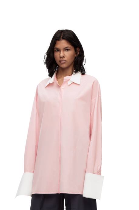 Loewe mujer camisa deconstruida de algodón LP64915 tiza