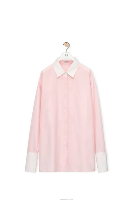 Loewe mujer camisa deconstruida de algodón LP64915 tiza
