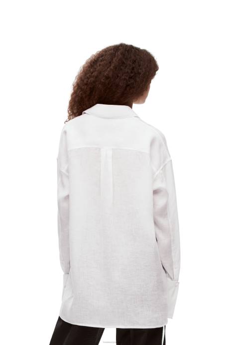 Loewe mujer camisa deconstruida de lino LP64866 blanco