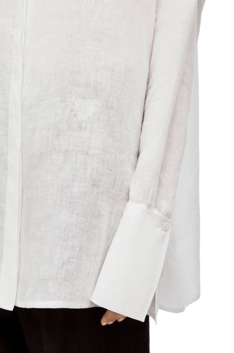 Loewe mujer camisa deconstruida de lino LP64866 blanco