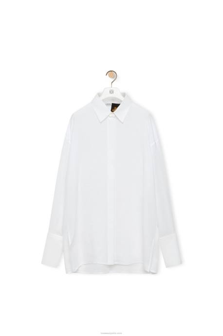 Loewe mujer camisa deconstruida de lino LP64866 blanco