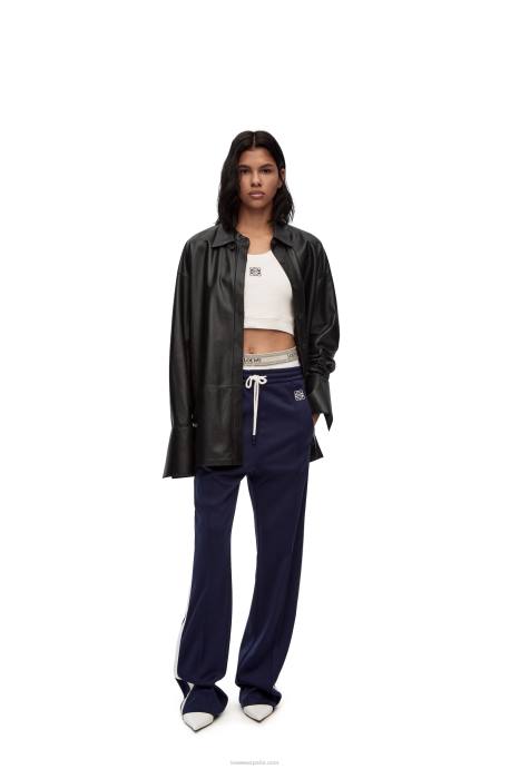 Loewe mujer camisa deconstruida de piel de cordero napa LP64887 negro