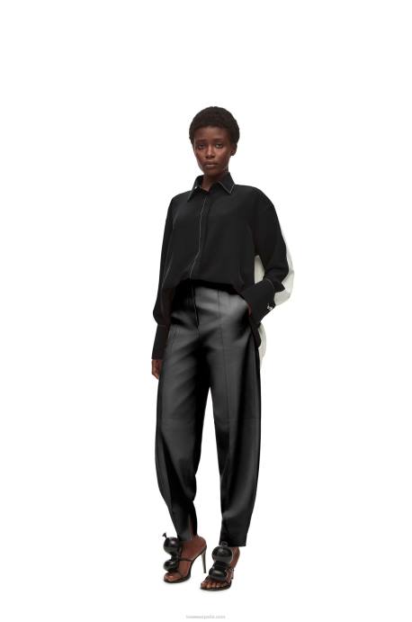 Loewe mujer camisa túnica de seda LP64935 blanco negro