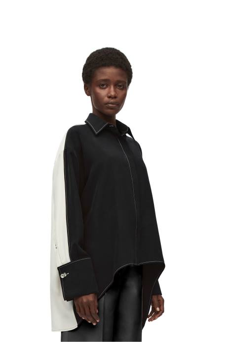 Loewe mujer camisa túnica de seda LP64935 blanco negro