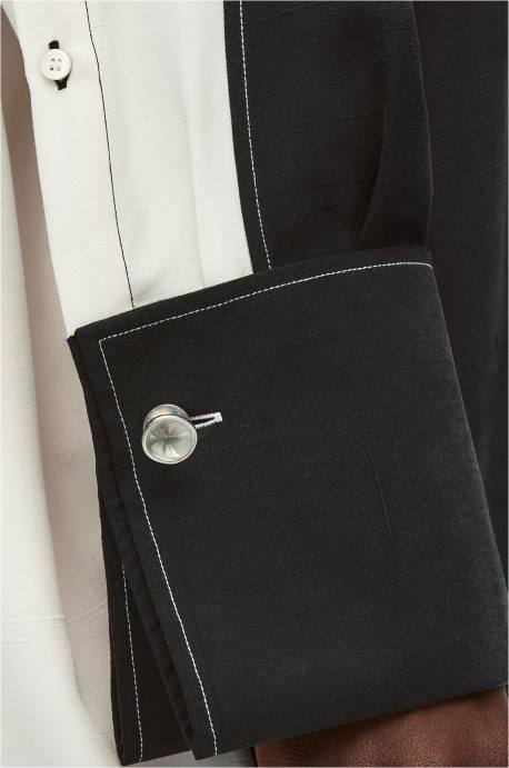 Loewe mujer camisa túnica de seda LP64935 blanco negro