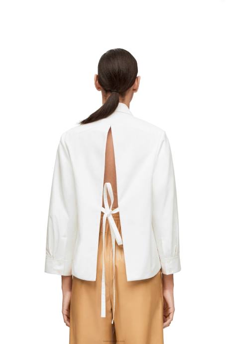 Loewe mujer camisa trapecio acolchada de popelina de algodón LP64893 blanco
