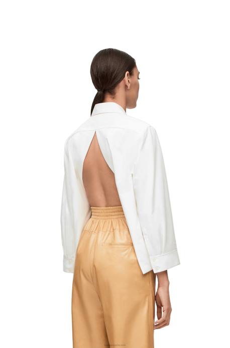 Loewe mujer camisa trapecio acolchada de popelina de algodón LP64893 blanco