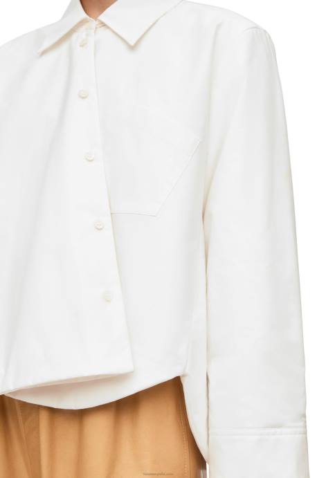 Loewe mujer camisa trapecio acolchada de popelina de algodón LP64893 blanco