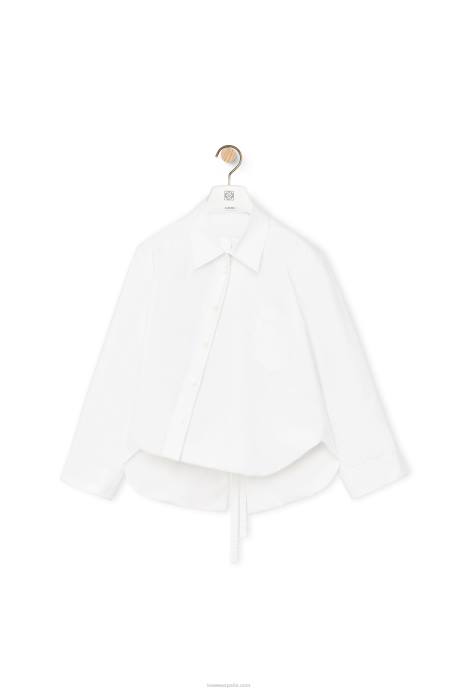 Loewe mujer camisa trapecio acolchada de popelina de algodón LP64893 blanco