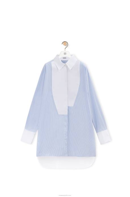 Loewe mujer peto de rayas de algodón LP64936 blanco azul