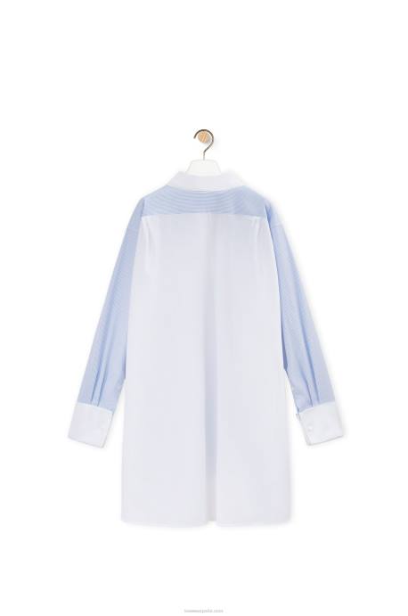 Loewe mujer peto de rayas de algodón LP64936 blanco azul