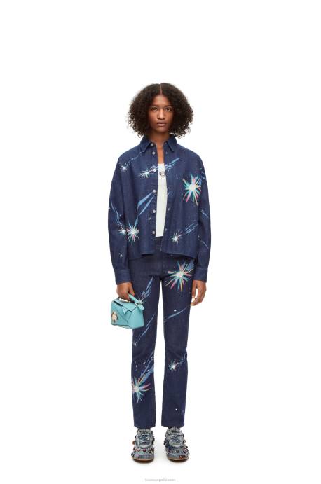 Loewe mujer sobrecamisa cielo mágico en denim LP64945 Azul marino