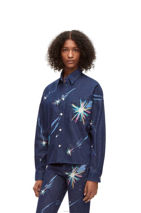 Loewe mujer sobrecamisa cielo mágico en denim LP64945 Azul marino