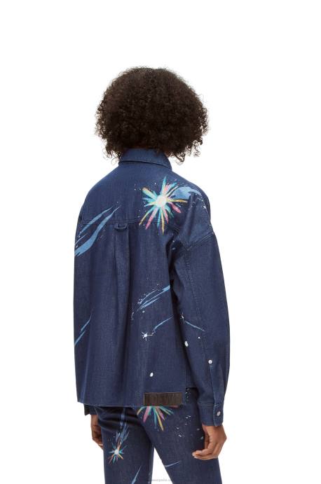 Loewe mujer sobrecamisa cielo mágico en denim LP64945 Azul marino