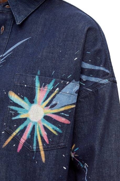 Loewe mujer sobrecamisa cielo mágico en denim LP64945 Azul marino