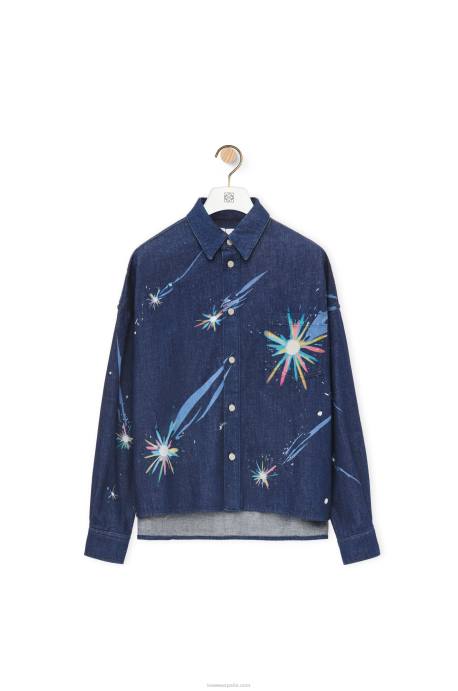 Loewe mujer sobrecamisa cielo mágico en denim LP64945 Azul marino