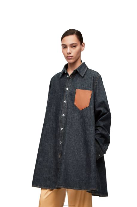 Loewe mujer sobrecamisa trapecio en denim LP64896 mezclilla azul