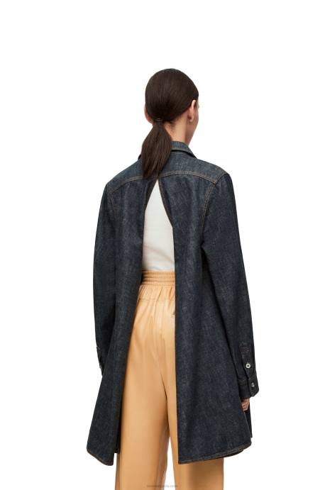Loewe mujer sobrecamisa trapecio en denim LP64896 mezclilla azul