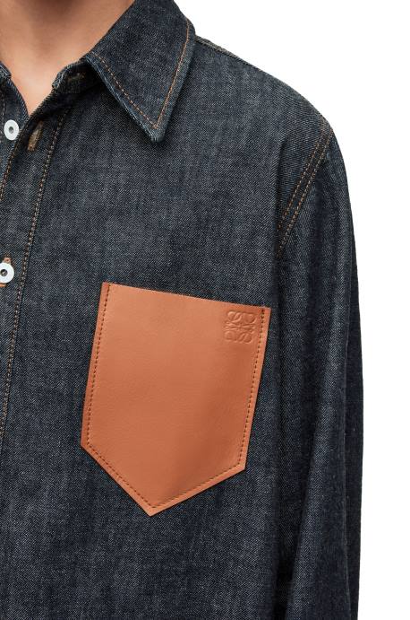 Loewe mujer sobrecamisa trapecio en denim LP64896 mezclilla azul