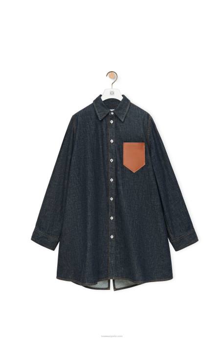 Loewe mujer sobrecamisa trapecio en denim LP64896 mezclilla azul