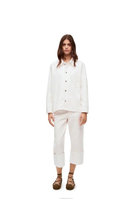 Loewe mujer sobrecamisa vaquera con anagrama LP64876 blanco