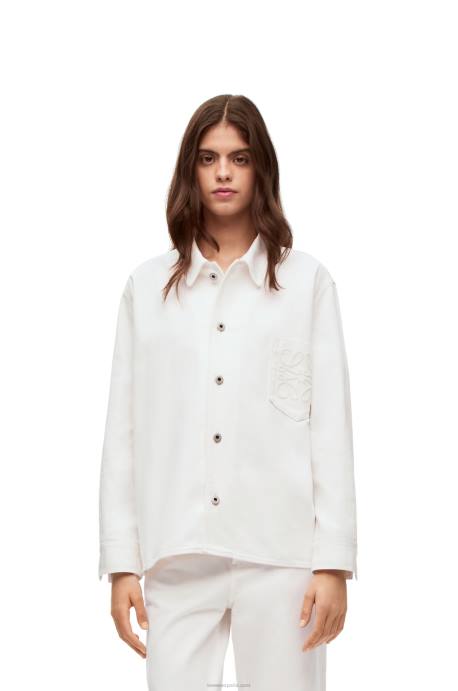 Loewe mujer sobrecamisa vaquera con anagrama LP64876 blanco