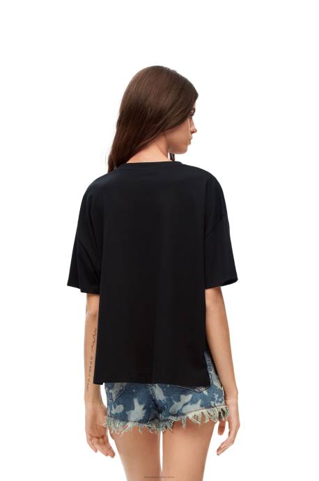 Loewe mujer Camiseta artesanal de algodón con anagrama LP64793 negro