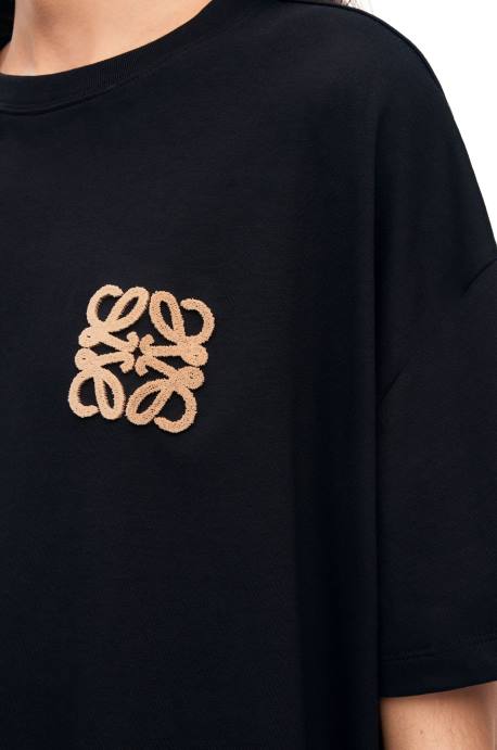 Loewe mujer Camiseta artesanal de algodón con anagrama LP64793 negro