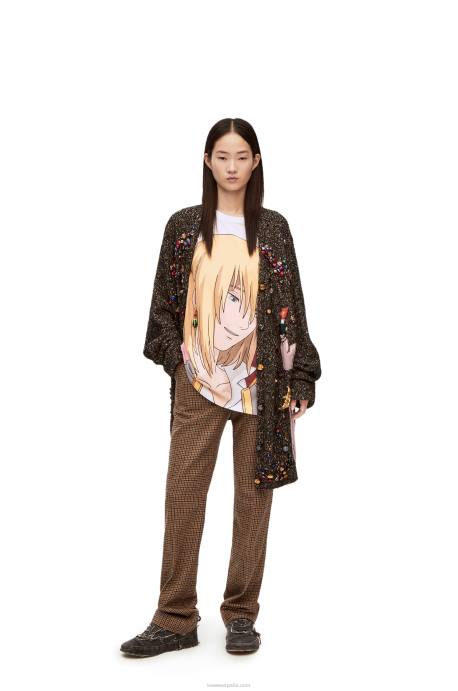 Loewe mujer Camiseta de algodón con adorno Howl LP64835 blanco/beige