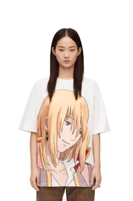 Loewe mujer Camiseta de algodón con adorno Howl LP64835 blanco/beige