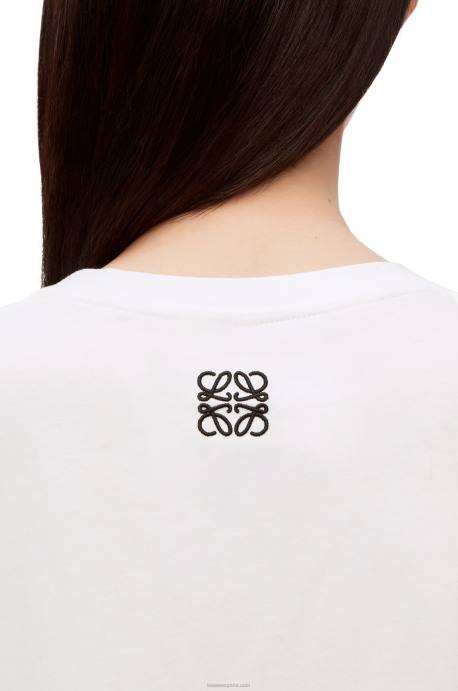 Loewe mujer Camiseta de algodón con adorno Howl LP64835 blanco/beige