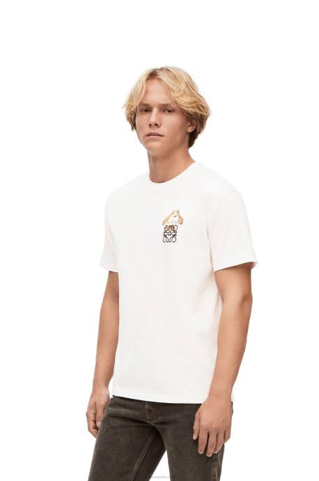 Loewe mujer Camiseta de algodón con anagrama heen LP64845 blanco
