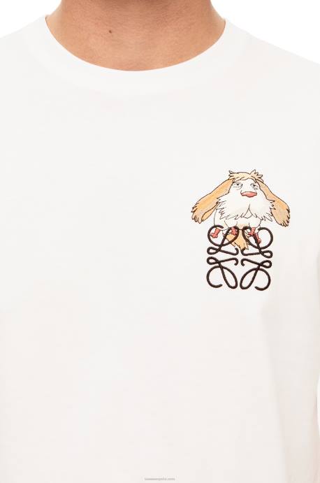 Loewe mujer Camiseta de algodón con anagrama heen LP64845 blanco