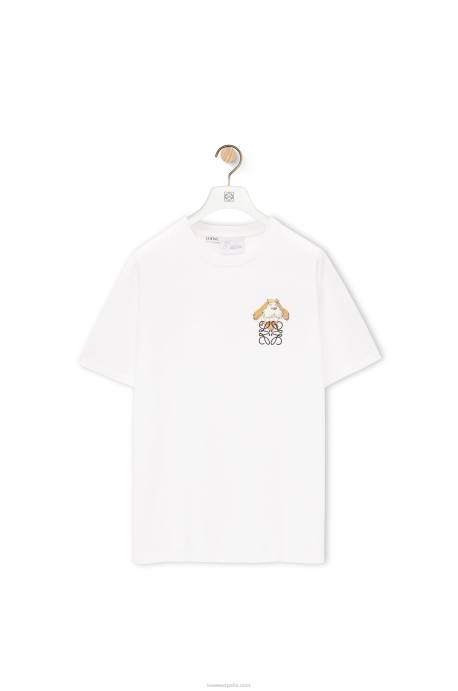 Loewe mujer Camiseta de algodón con anagrama heen LP64845 blanco