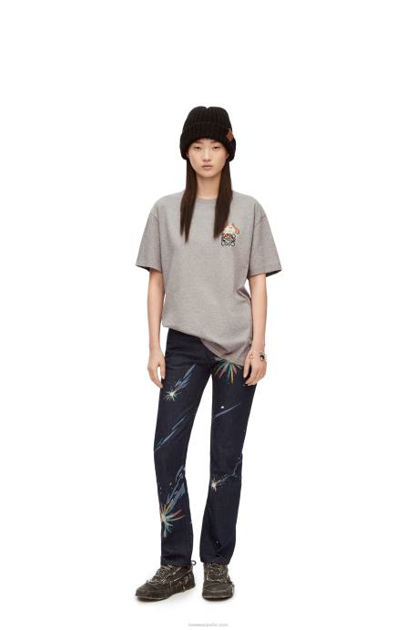 Loewe mujer Camiseta de algodón con anagrama heen LP64846 mezcla de grises