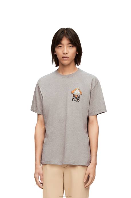 Loewe mujer Camiseta de algodón con anagrama heen LP64846 mezcla de grises