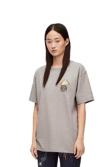 Loewe mujer Camiseta de algodón con anagrama heen LP64846 mezcla de grises