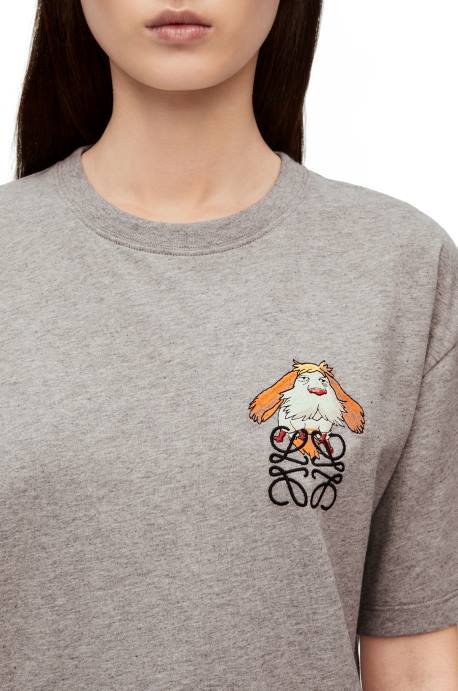 Loewe mujer Camiseta de algodón con anagrama heen LP64846 mezcla de grises