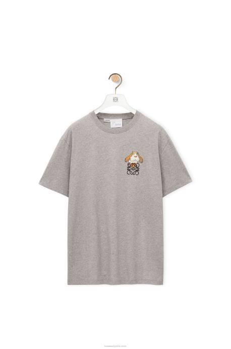 Loewe mujer Camiseta de algodón con anagrama heen LP64846 mezcla de grises