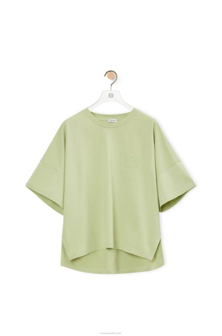 Loewe mujer camiseta boxy fit de algodón LP64814 Verde pálido