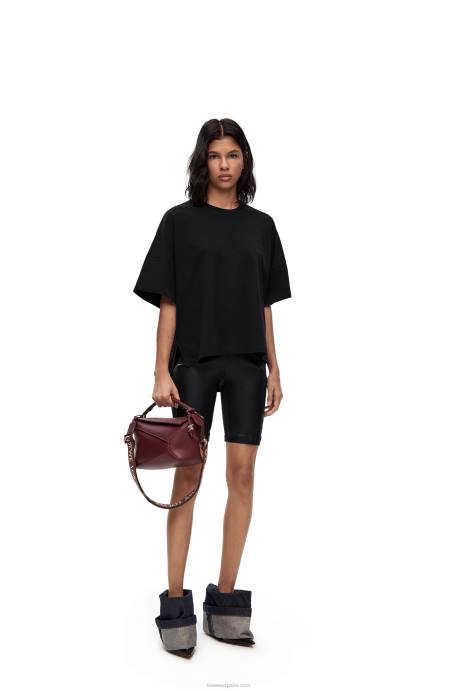 Loewe mujer camiseta boxy fit de algodón LP64823 negro