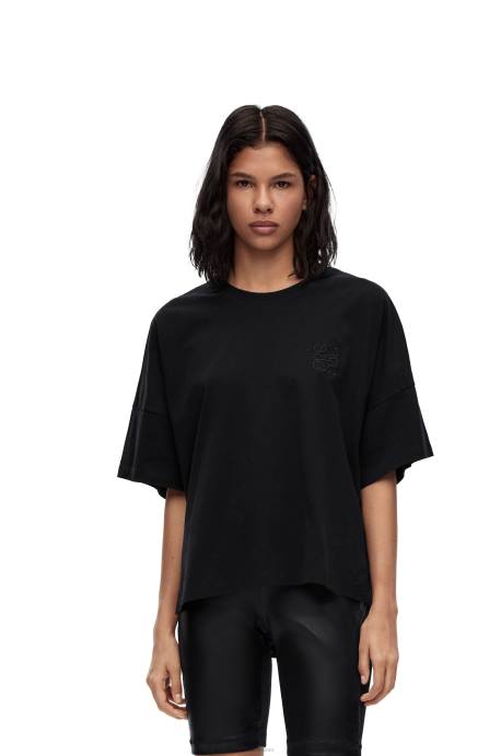 Loewe mujer camiseta boxy fit de algodón LP64823 negro