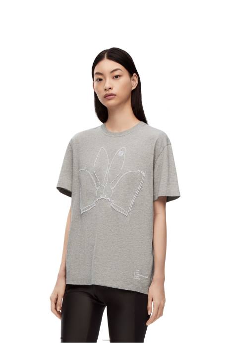 Loewe mujer camiseta con conejito de algodón LP64807 mezcla de grises