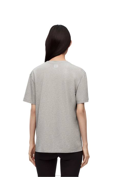 Loewe mujer camiseta con conejito de algodón LP64807 mezcla de grises