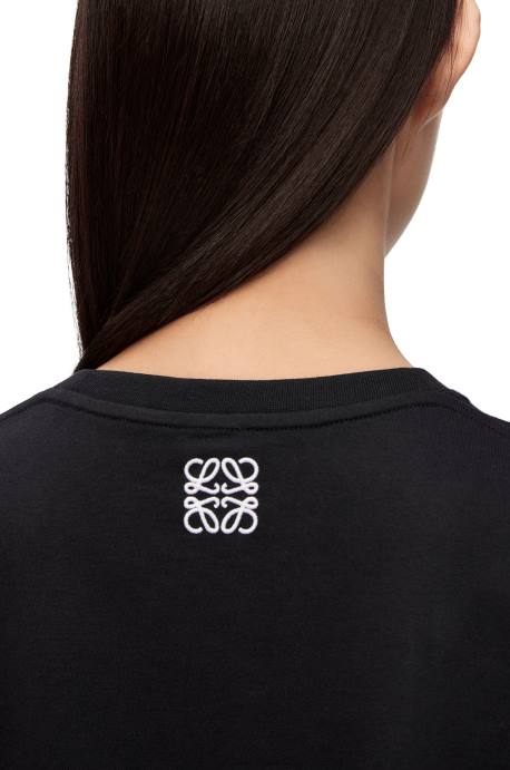 Loewe mujer camiseta con conejito de algodón LP64809 negro
