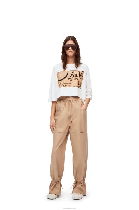 Loewe mujer camiseta con gorro de algodón LP64792 blanco