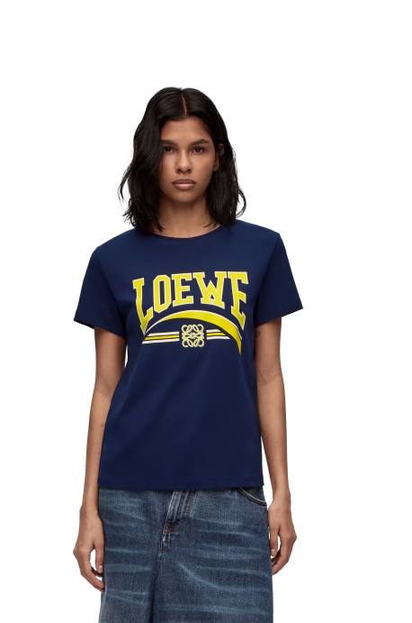 Loewe mujer camiseta de algodón LP64837 azul profundo
