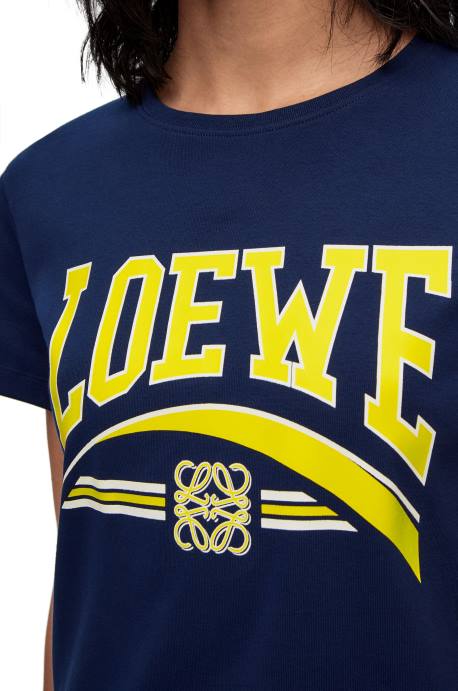 Loewe mujer camiseta de algodón LP64837 azul profundo